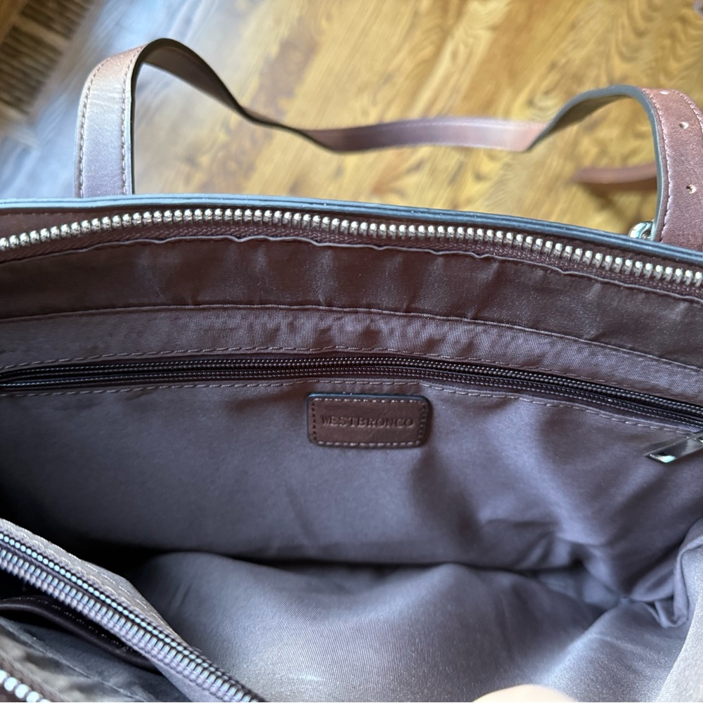 Westbronco Vegan Leather Tote Bag in Coffee Color - Picture 10 of 14
